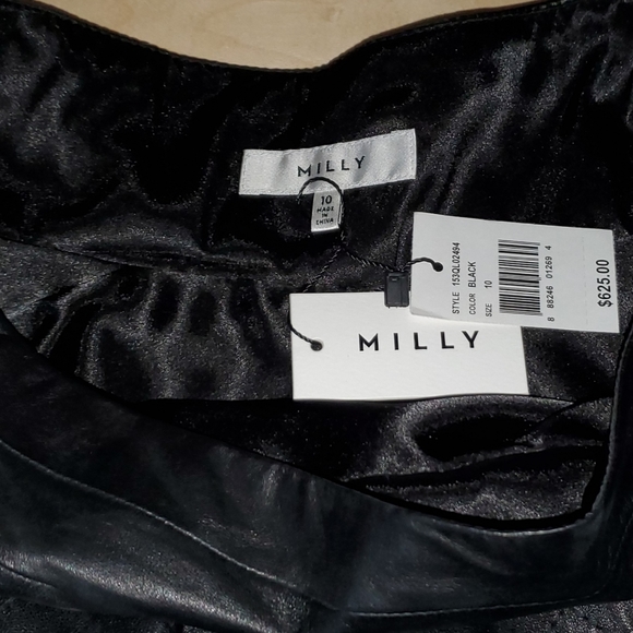 MILLY Delphine Quilted Fit Flare Leather Skirt - Picture 3 of 4